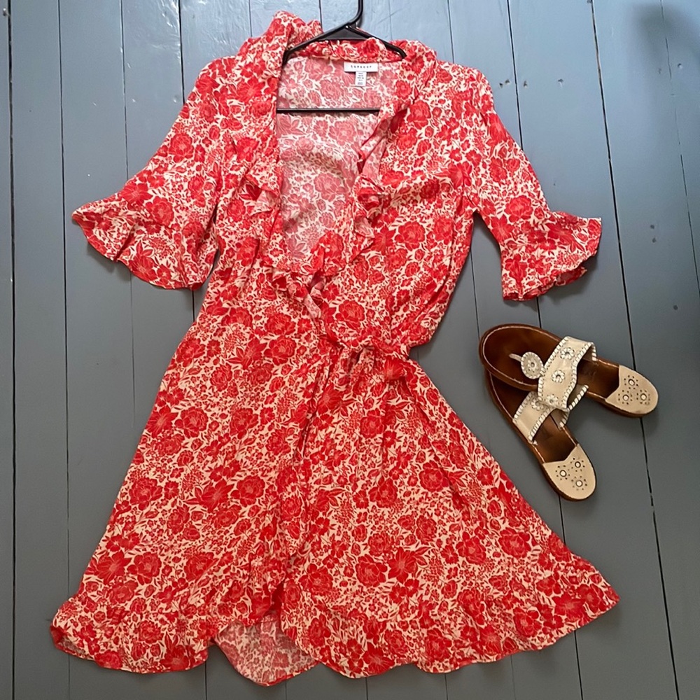 Red floral Top Shop wrap dress